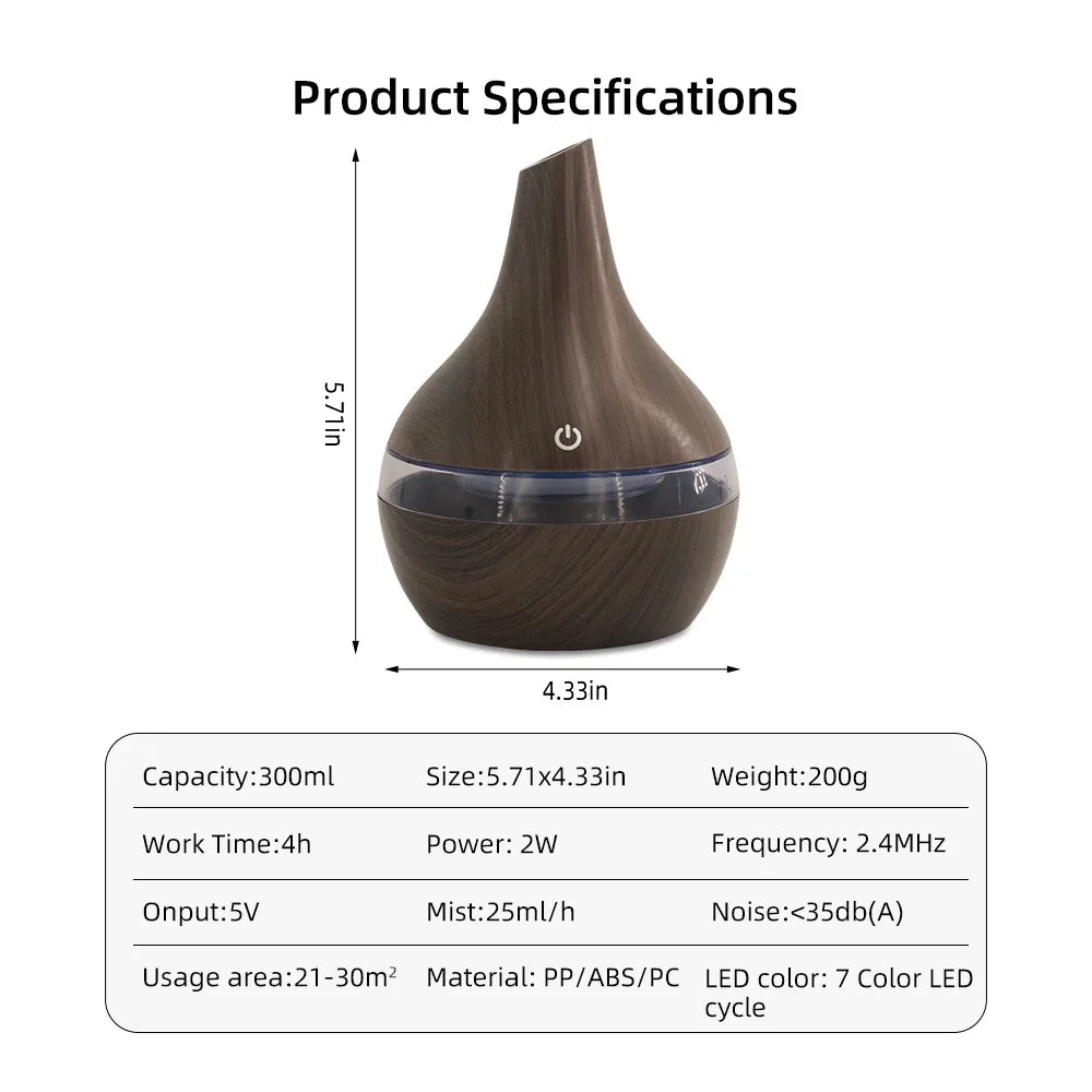 Multi Functional 300ml Humidifier Diffuser Combo Relieve Dry Air for Better Sleep & Work - silverfoxgoods